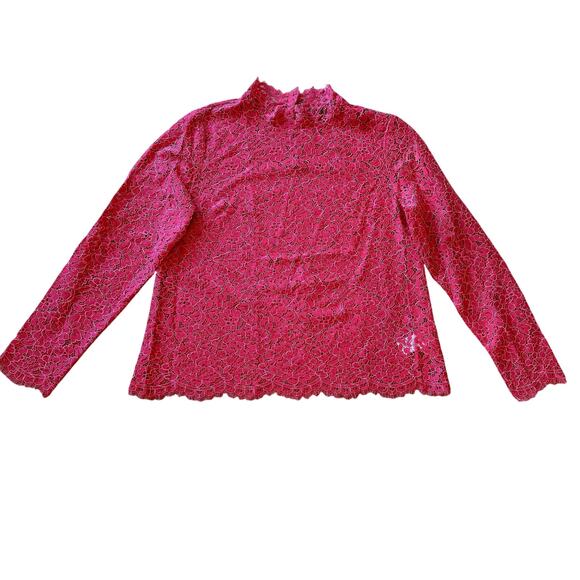 J. CREW Floral Lace Mock Neck Blouse Size 12 Preppy Business Casual Glam Classic - Picture 1 of 9